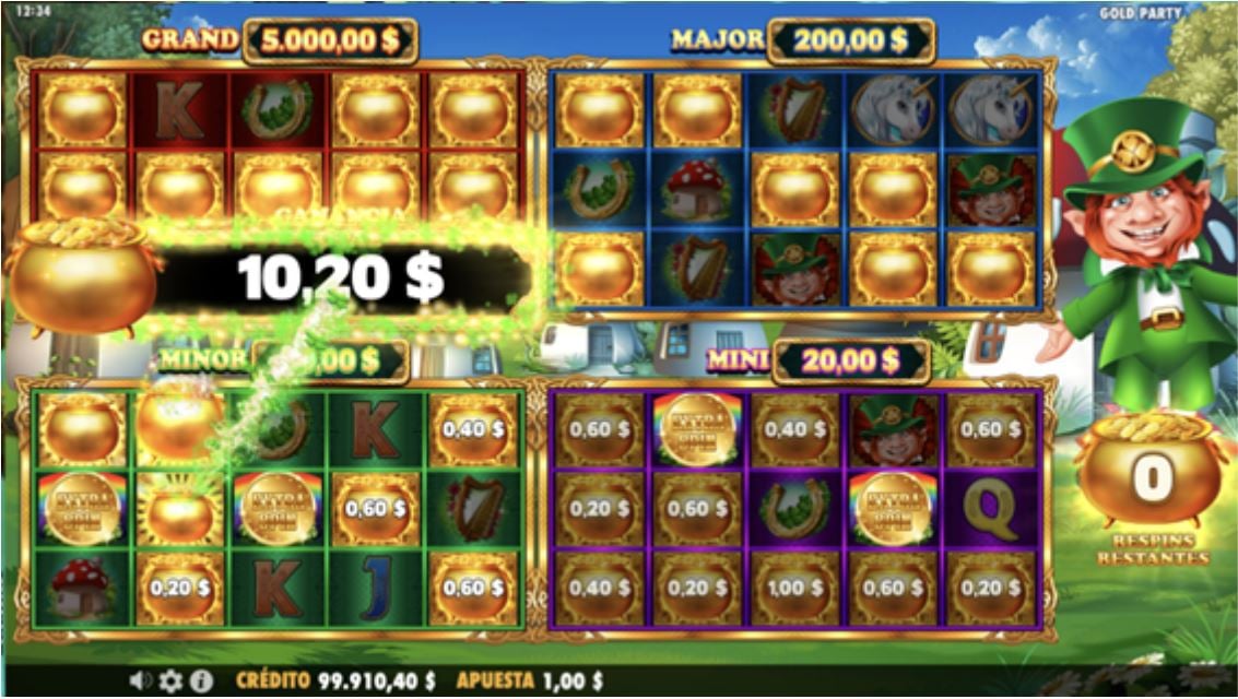Gold Party slot ronda de respin de dinero